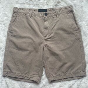 John Varvatos USA Linen Blend Flat Front Khaki Shorts